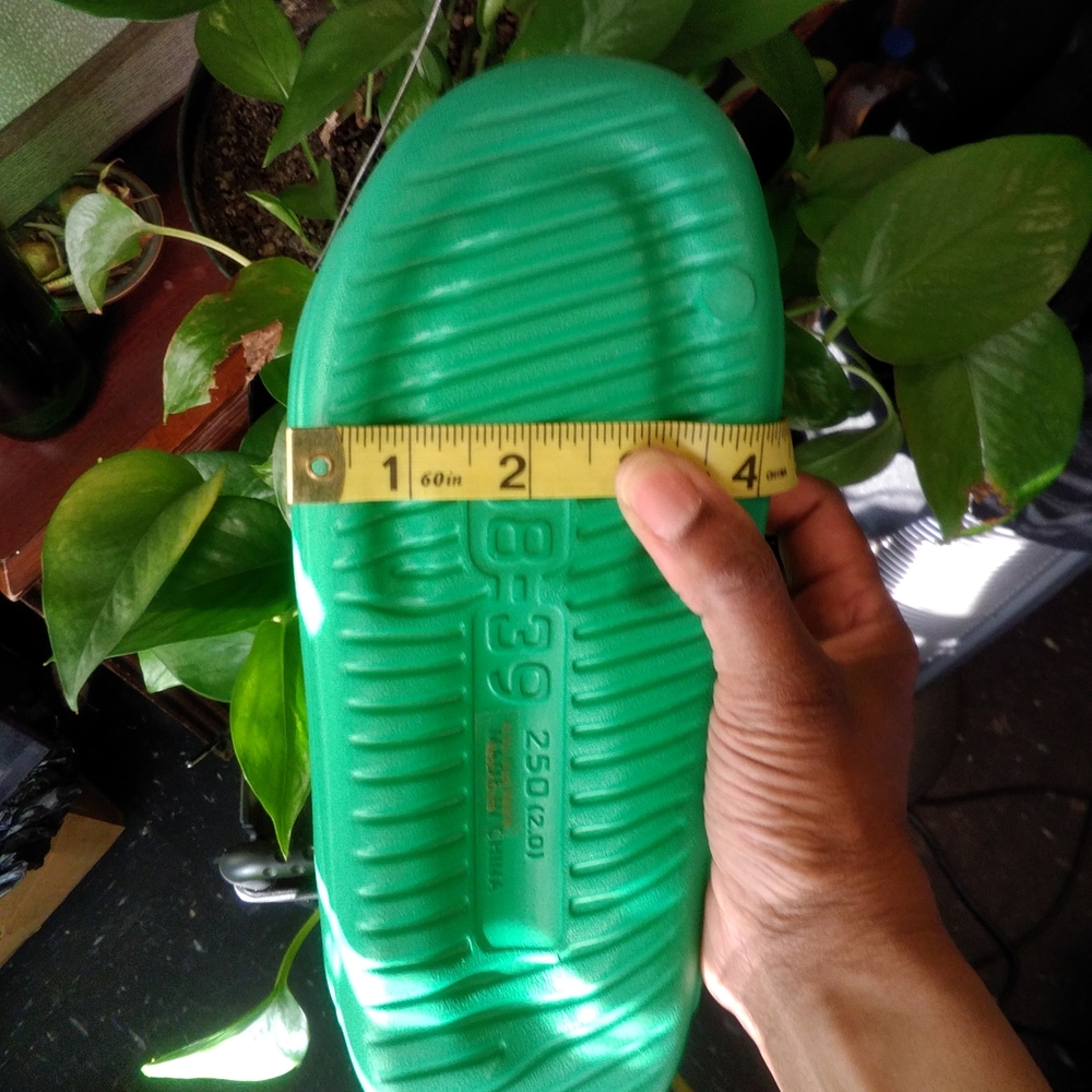 Casual Art Decoish Vibe Green Slide Sandals - Picture 2 of 10